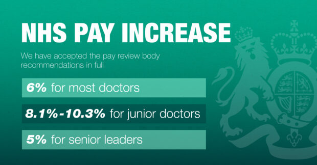 A graphic outlining the pay increases NHS staff will receive
